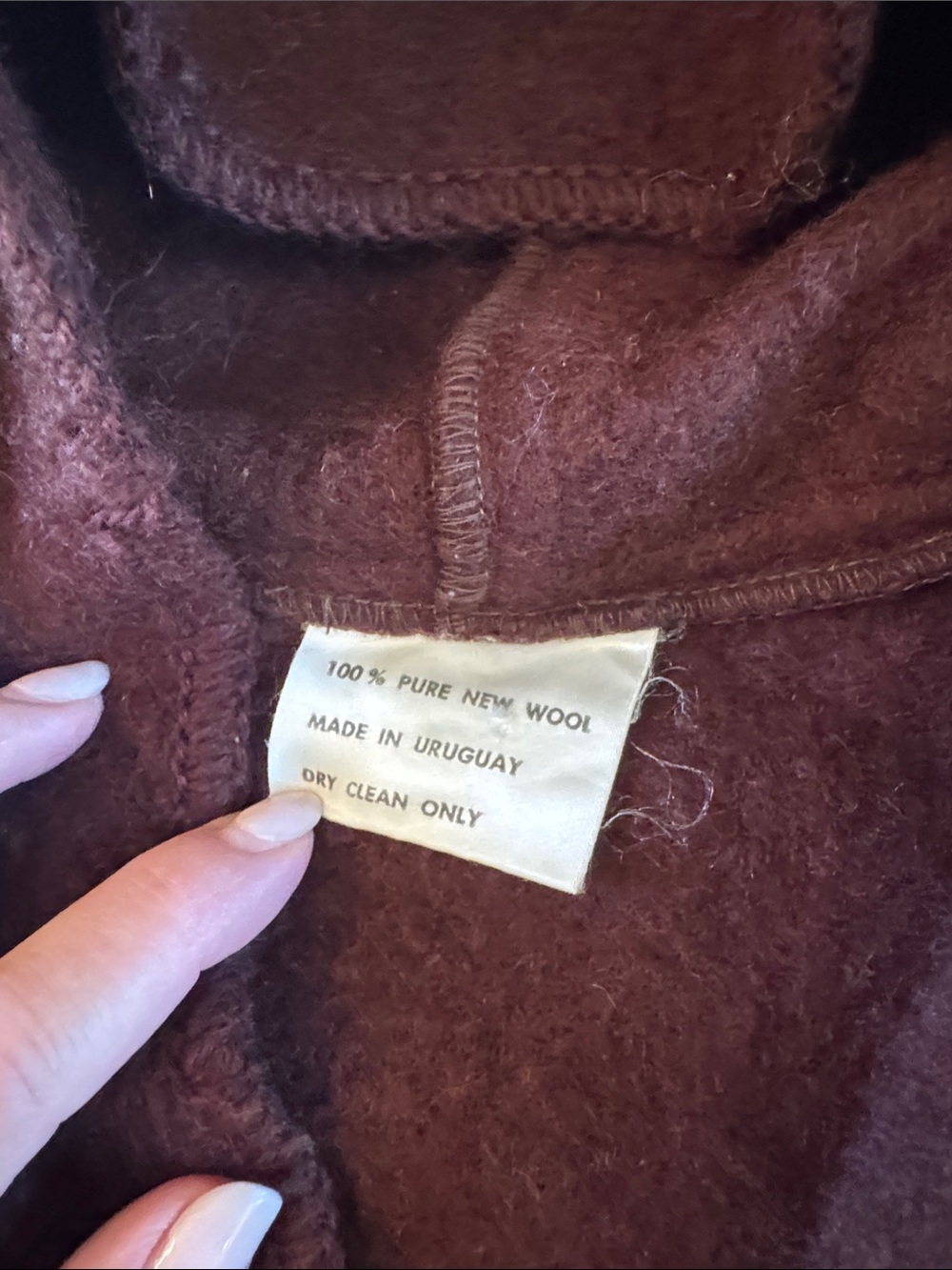 Vintage-100% Wool-Striped Cuff-Hem- brown hooded belted jacket coat-70s - Picture 4 of 8